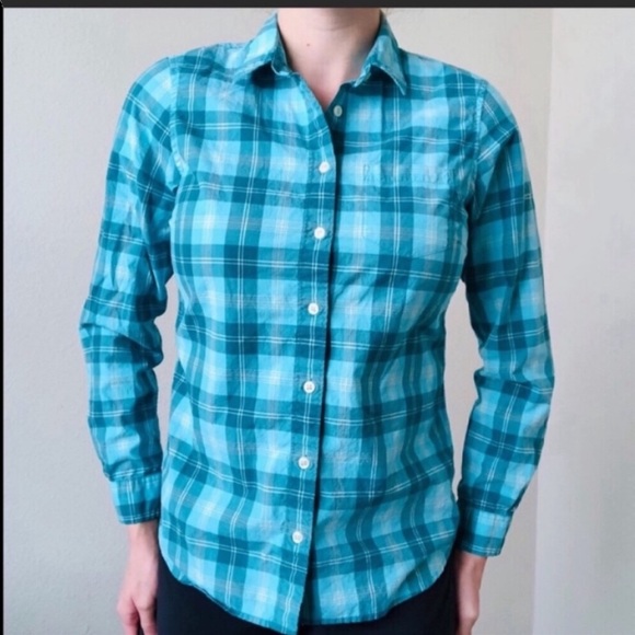 L.L. Bean Tops - LL Bean Blue Plaid Button Down Top Size XS